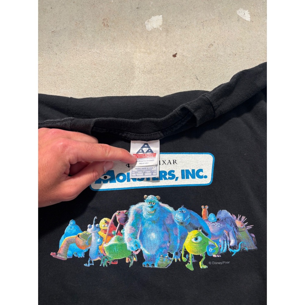 Vintage Monsters Inc Movie Promo T-Shirt Alstyle Hollywood Video Black Large - Picture 2 of 5